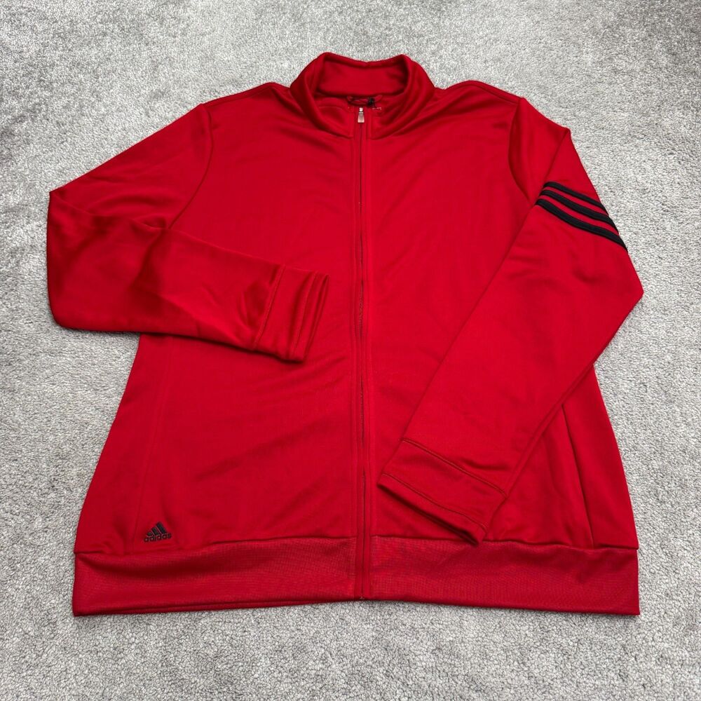 Adidas Golf 3-Stripes Full Zip Active Track Jacket Women 2XL Red ClimaCool NWT